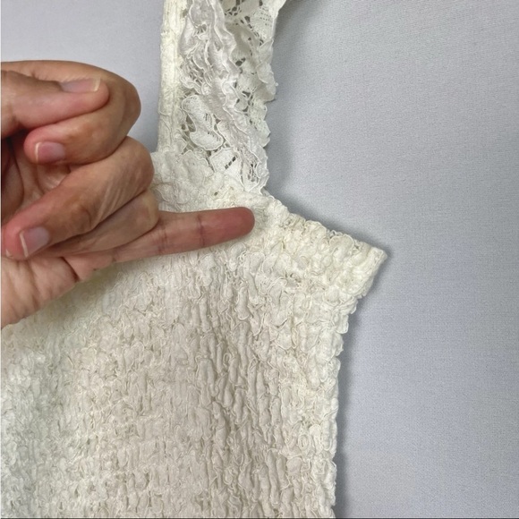 Maeve Anthropologie Dress Sz S Anastasia Cream Lace Ruffled Smock Whimsical READ - Picture 10 of 16